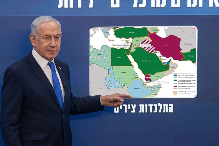 نتنياهو يعرض خريطة الشرق الأوسط الجديدة